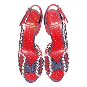 Moschino Cheap & Chic Red White & Blue Woven Heels